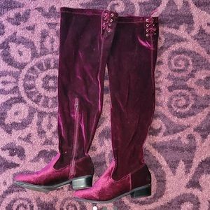 Size 8.5 - WIDE Calf velvet over the knee boots
